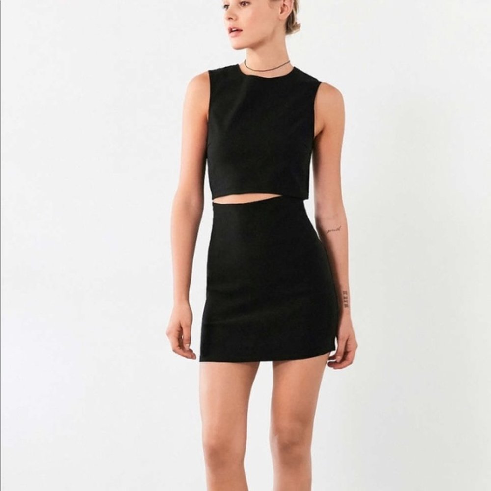 Lucca Couture Twill Slash-Waist Mini Dress black